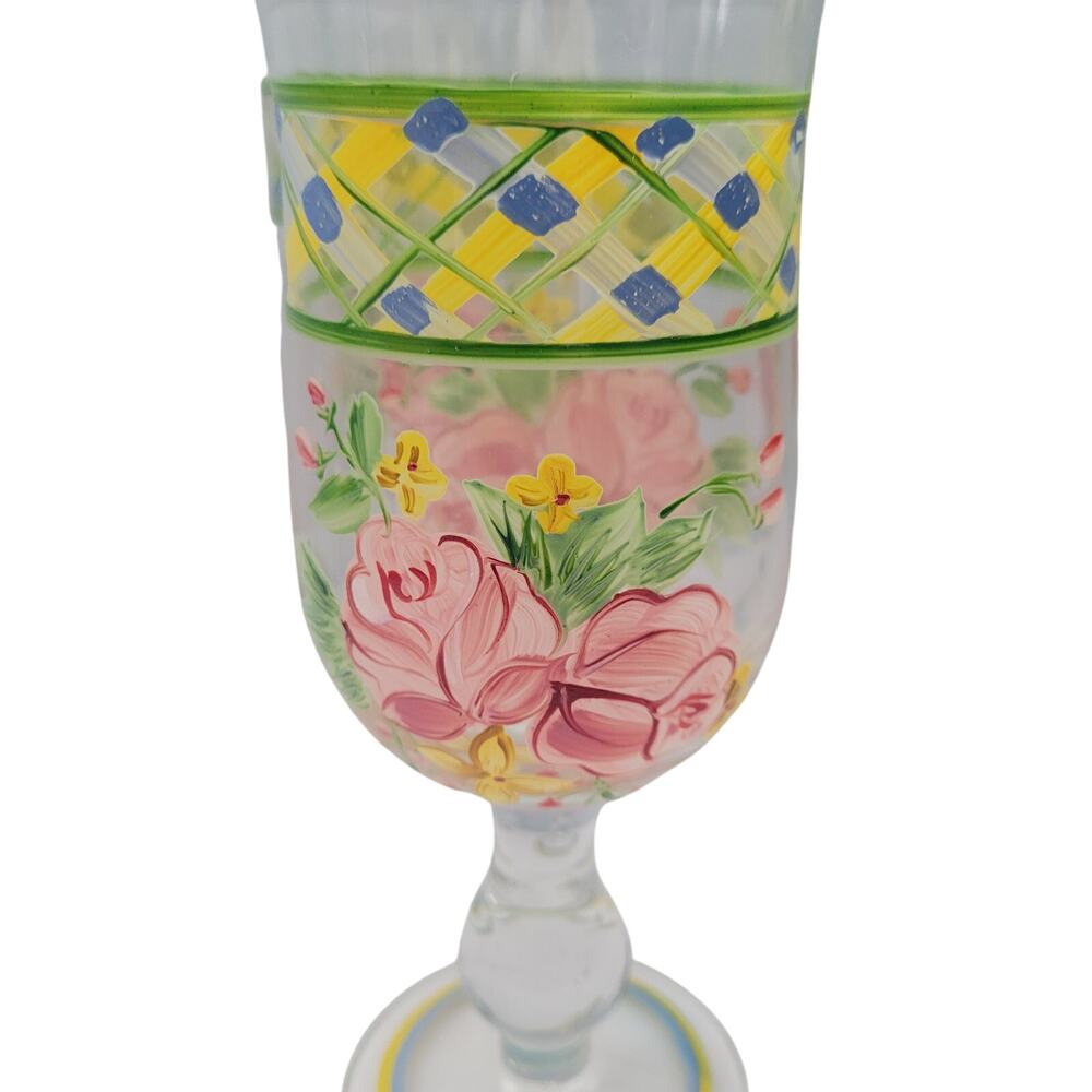 Waverly Garden Room Masterpiece Line Lot Of 4 Hand Painted Floral Goblet 42876